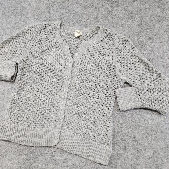 LL Bean Womens XL Wool Nylon Angora Rabbit Hair Knit Cardigan Button Up Sweater - Picture 2 of 12